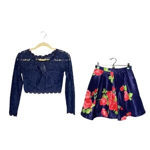 Sequin Hearts Two-Piece Floral and Lace Dress Size 5